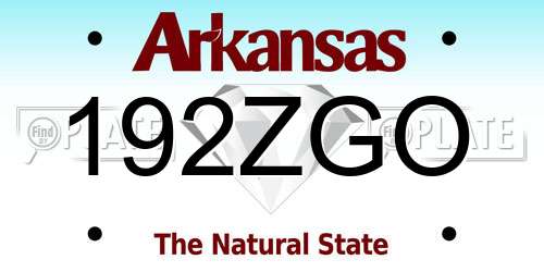 192ZGO Arkansas License Plate