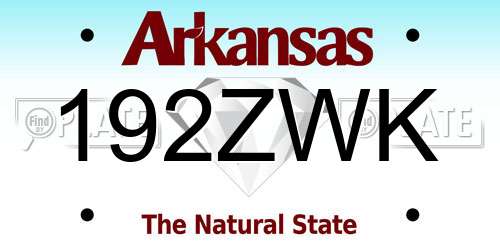 192ZWK Arkansas License Plate