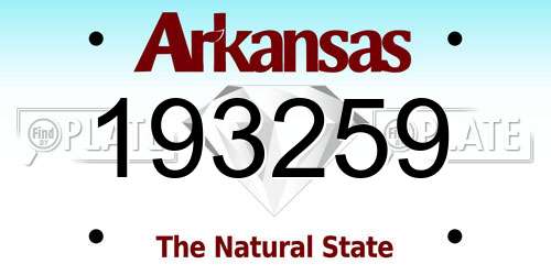 193259 Arkansas License Plate