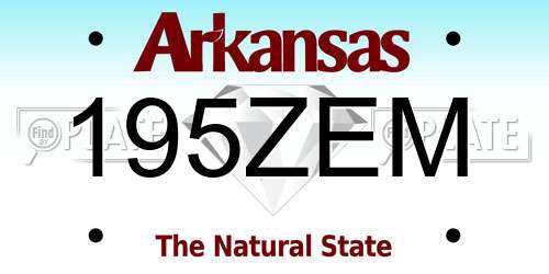 195ZEM Arkansas License Plate