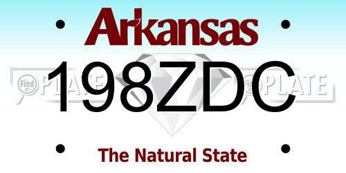 198ZDC Arkansas License Plate