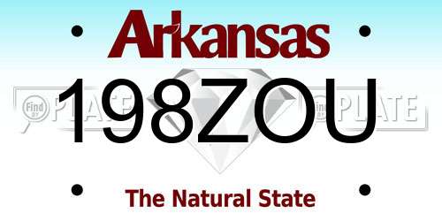 198ZOU Arkansas License Plate