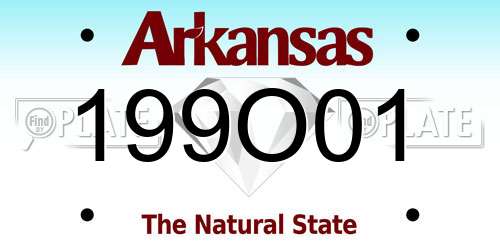 199O01 Arkansas License Plate