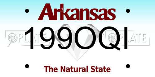 199OQI Arkansas License Plate