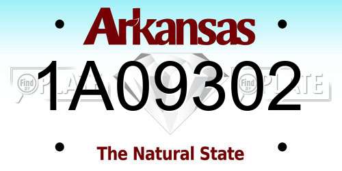 1A09302 Arkansas License Plate