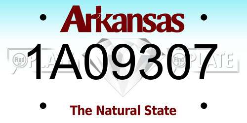 1A09307 Arkansas License Plate