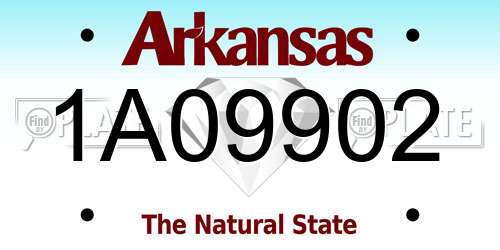 1A09902 Arkansas License Plate
