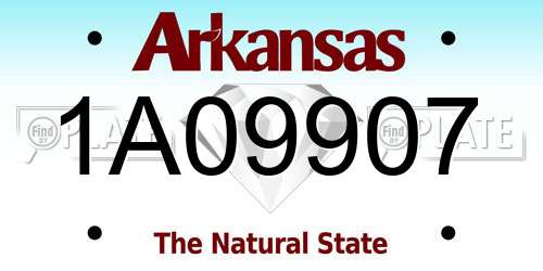 1A09907 Arkansas License Plate