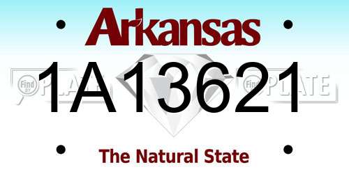 1A13621 Arkansas License Plate
