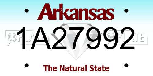1A27992 Arkansas License Plate