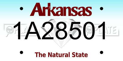 1A28501 Arkansas License Plate