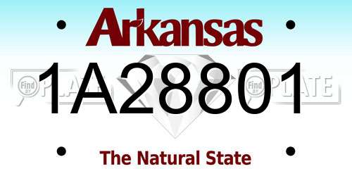 1A28801 Arkansas License Plate