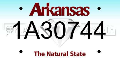 1A30744 Arkansas License Plate