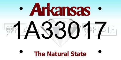 1A33017 Arkansas License Plate