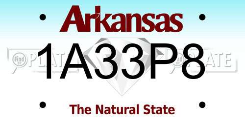 1A33P8 Arkansas License Plate