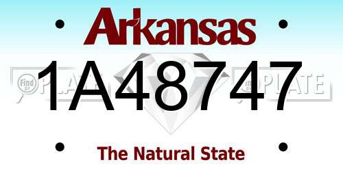1A48747 Arkansas License Plate