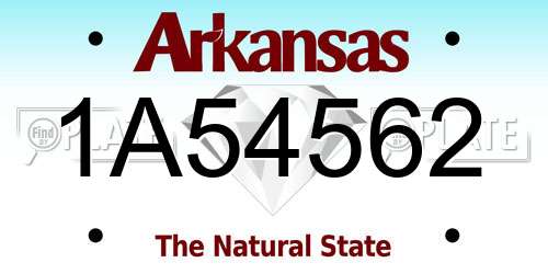 1A54562 Arkansas License Plate