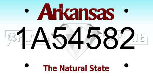 1A54582 Arkansas License Plate