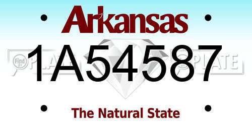 1A54587 Arkansas License Plate