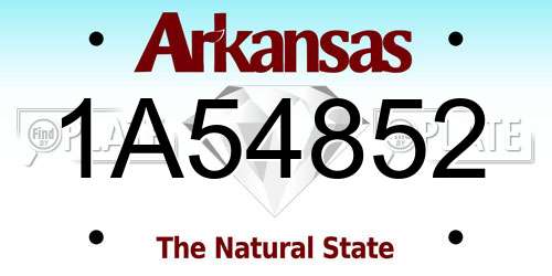 1A54852 Arkansas License Plate
