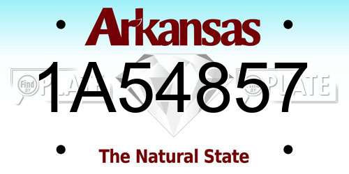 1A54857 Arkansas License Plate