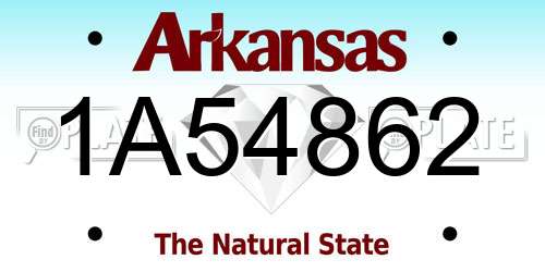 1A54862 Arkansas License Plate