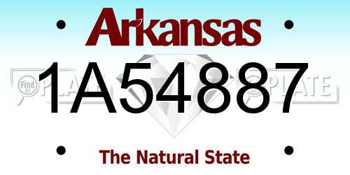 1A54887 Arkansas License Plate