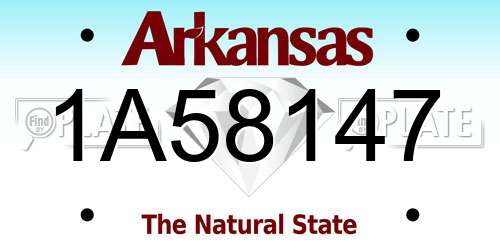 1A58147 Arkansas License Plate