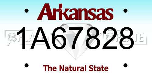 1A67828 Arkansas License Plate