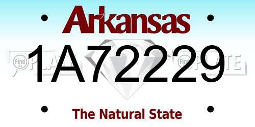 1A72229 Arkansas License Plate