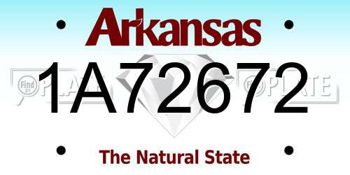 1A72672 Arkansas License Plate