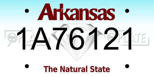1A76121 Arkansas License Plate