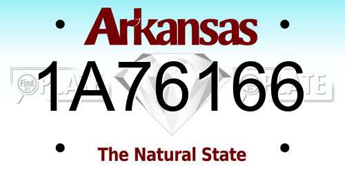 1A76166 Arkansas License Plate