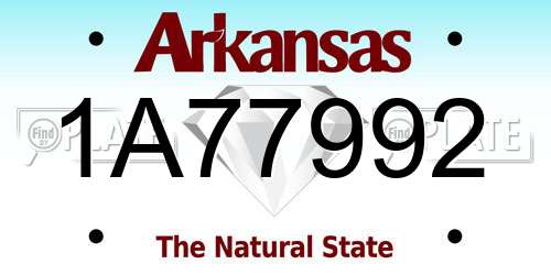 1A77992 Arkansas License Plate