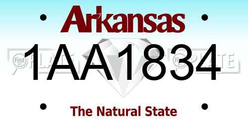 1AA1834 Arkansas License Plate