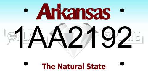 1AA2192 Arkansas License Plate