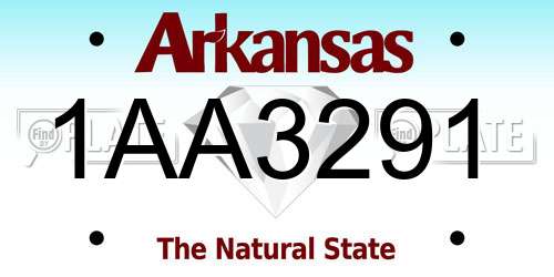 1AA3291 Arkansas License Plate
