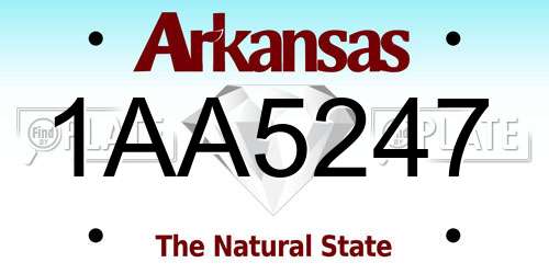 1AA5247 Arkansas License Plate