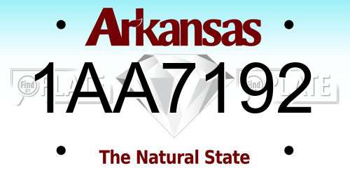 1AA7192 Arkansas License Plate