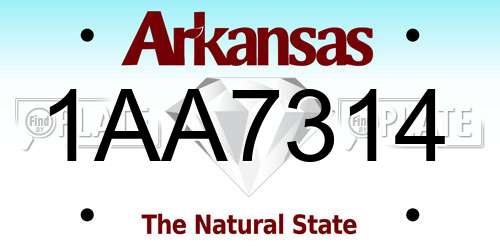 1AA7314 Arkansas License Plate