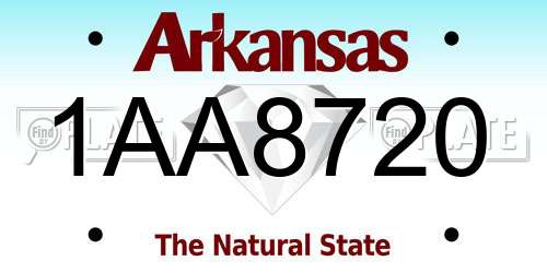 1AA8720 Arkansas License Plate