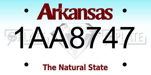 1AA8747 Arkansas License Plate