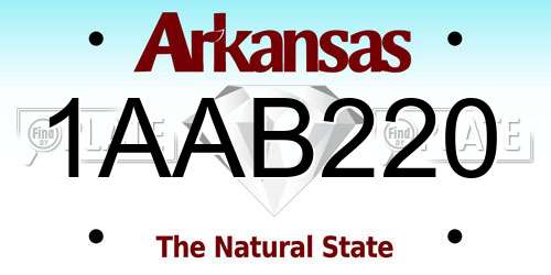 1AAB220 Arkansas License Plate