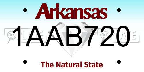 1AAB720 Arkansas License Plate