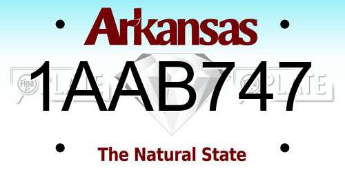 1AAB747 Arkansas License Plate