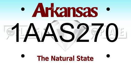 1AAS270 Arkansas License Plate