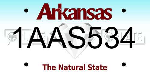 1AAS534 Arkansas License Plate