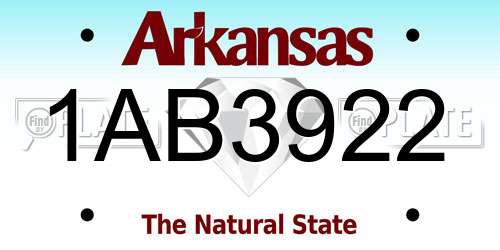 1AB3922 Arkansas License Plate