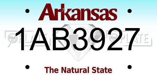 1AB3927 Arkansas License Plate