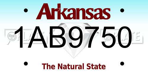 1AB9750 Arkansas License Plate